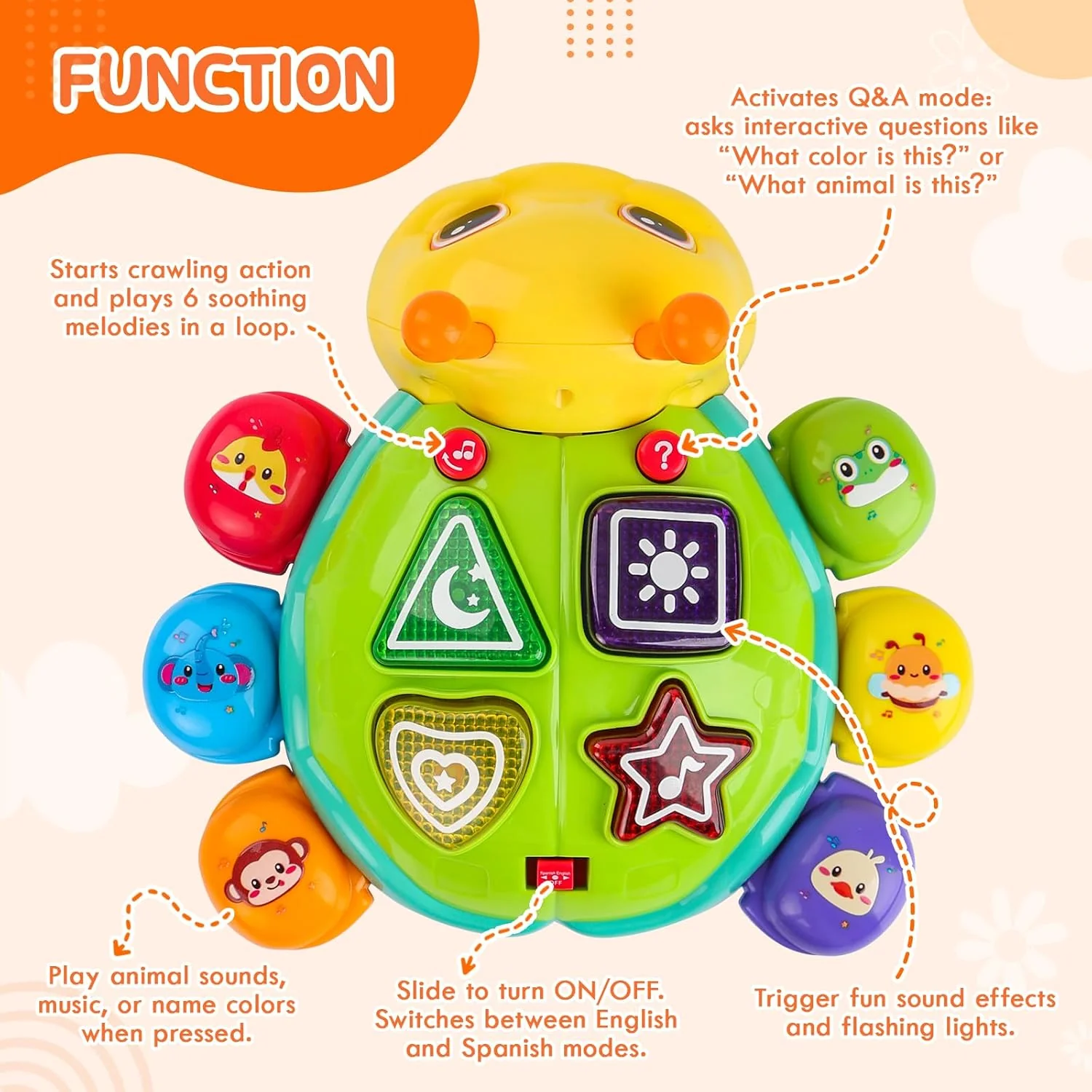 Musical Baby Toys, Infant Light up Music Toys Tummy Time Development, Crawling Toy for 6 7 8 9 10 11 12+ Month Old, Christmas Birthday Gifts for Babies Boys