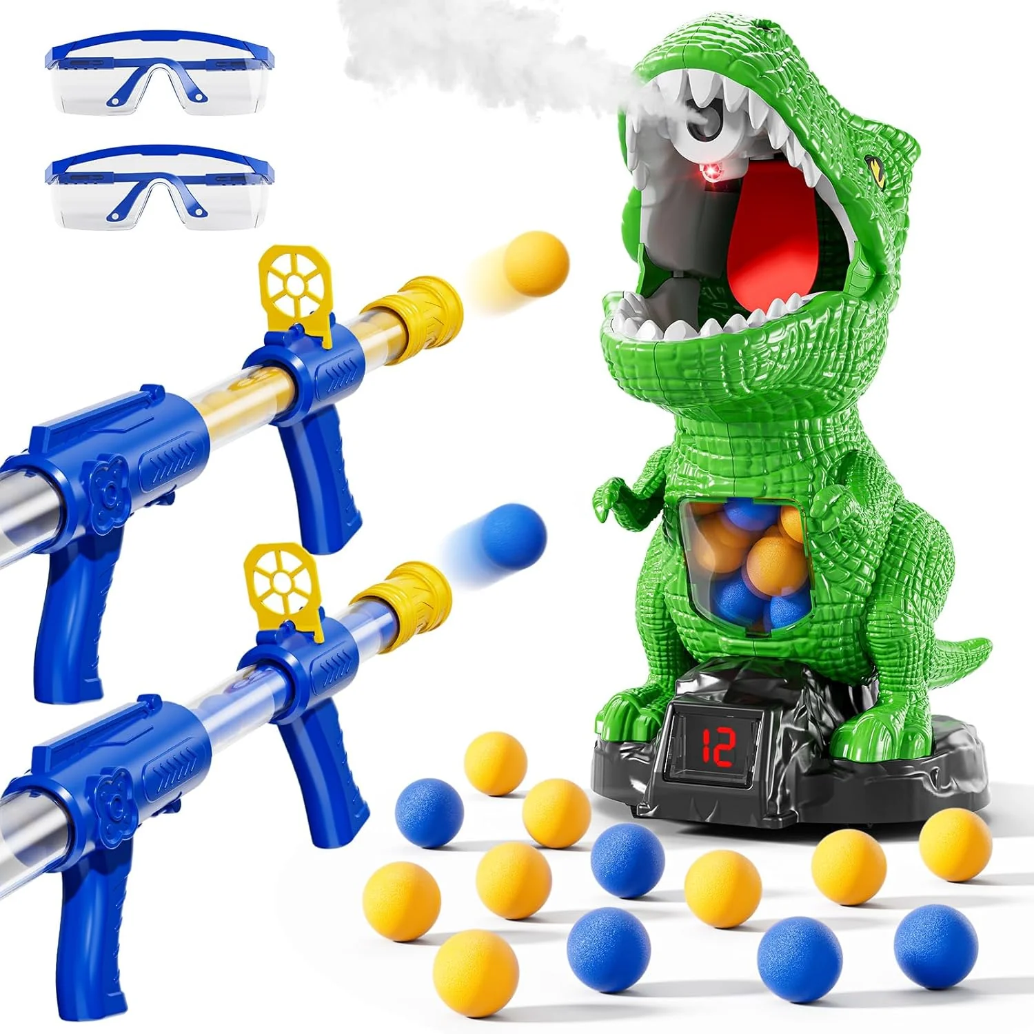 Dinosaur Shooting Toys for Kids 3-5 Years, Movable Target Shooting Games with 2 Air Pump Launcher, Interactive Competition Game Gift for Boys and Girls Ages 3 4 5 6 7 8 Years Old